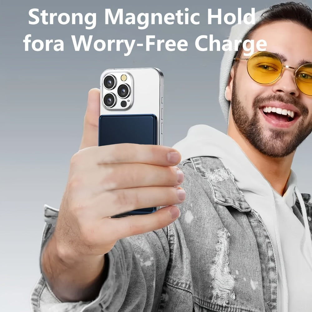 MagSafe Compatible Magnetic Power Bank 5000mAh Ultra Slim 20W Fast Charging – Portable Charger for iPhone 17 16 15 14 13 12 | Snap-On Wireless Battery Pack | Blue Purple Pink Grey Silver