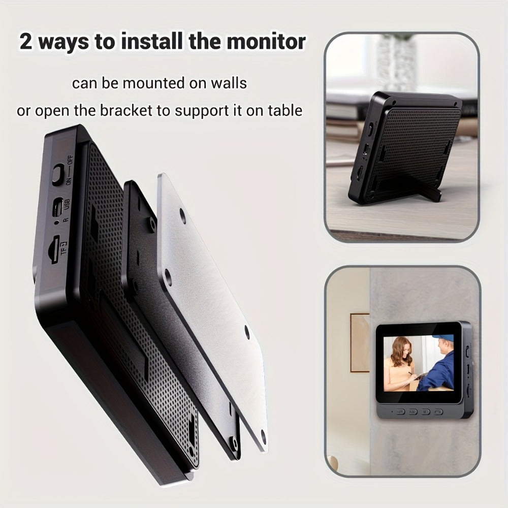 No WiFi Video Doorbell with 4.3" Indoor Monitor 1080P FHD – 120° Wide Angle, 850nm Night Vision, Two-Way Video Intercom, 2-Month Battery, SD Card Storage up to 256GB, One-Key Setup, Black