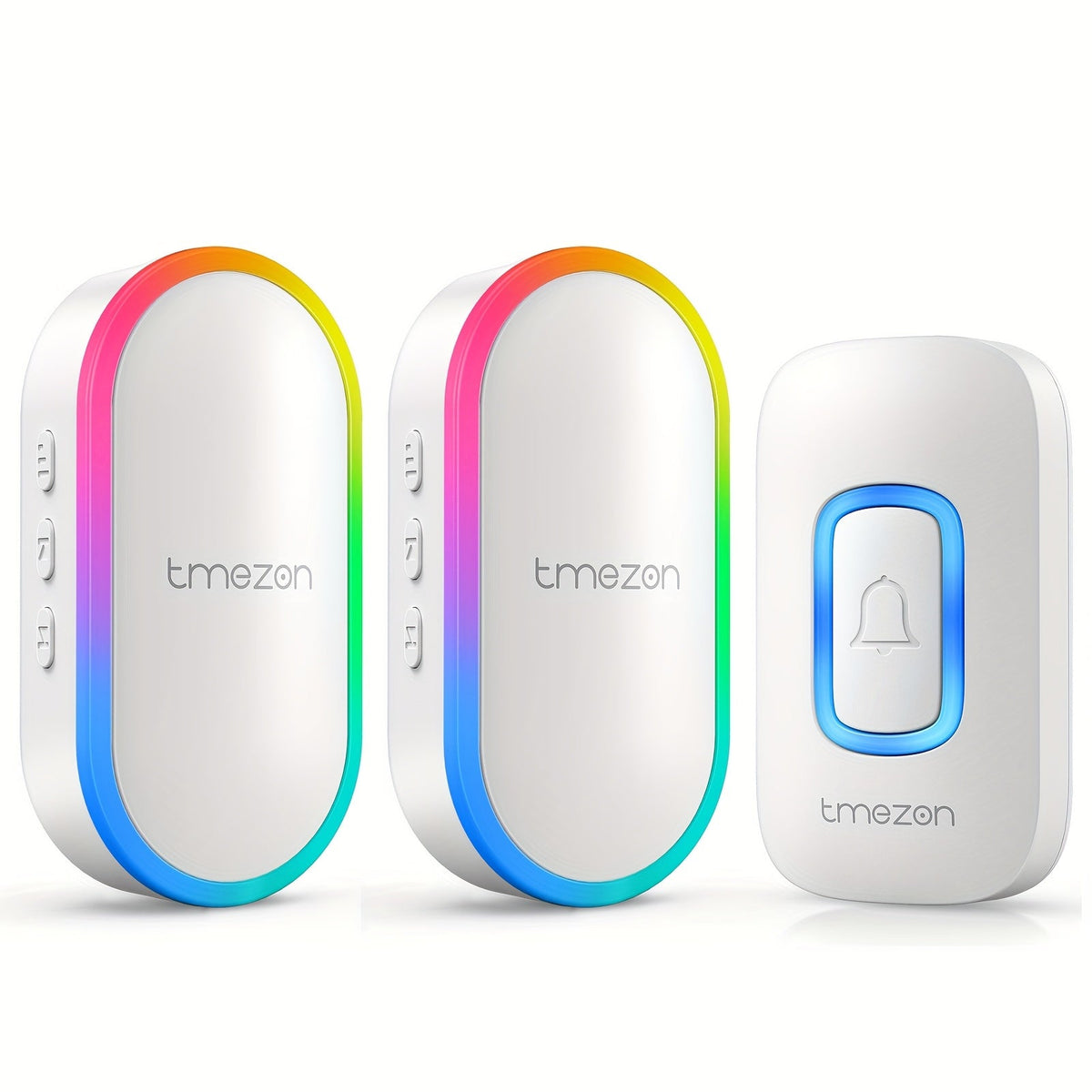 USB Plugin Wireless Doorbell Kit with 60 Melodies, 5 Volume Levels & Colorful LED Indicator, 1000ft Range, Silent Mode, Battery-Powered Transmitter, No Wiring for Home Office Apartment Elderly