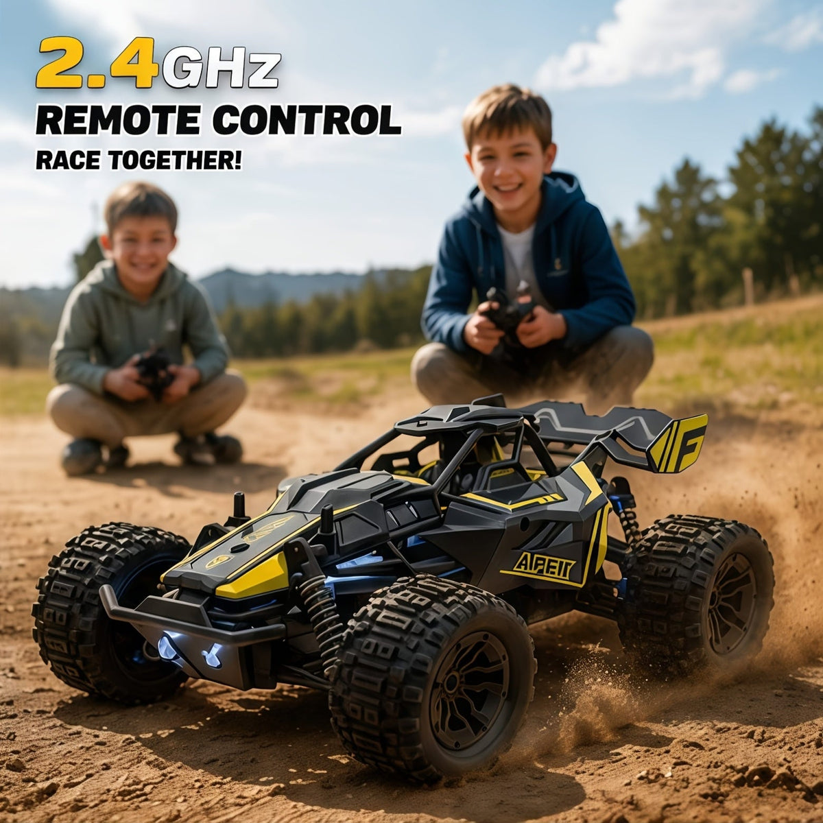 RC Monster Truck 1:20 Scale 4WD with LED Headlights, 2.4GHz All-Terrain Off-Road