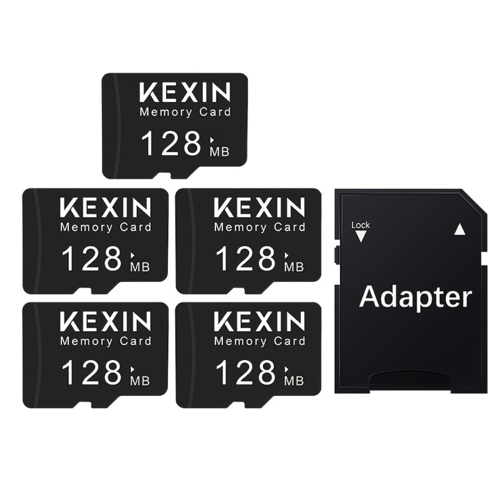 5-Pack TF Micro SD Card 128MB 256MB 512MB High-Speed Flash Memory Cards for Smartphone Tablet Camera PC Car Audio Game Console – Durable Multi-Device Storage with Adapter