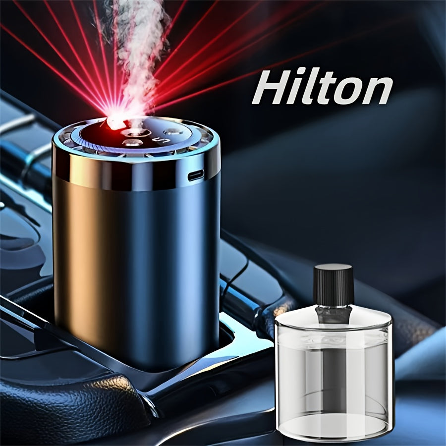 4-in-1 Car Air Freshener Diffuser with Starry Sky Projection – Aromatherapy Humidifier Dynamic Ambient Light, USB Powered, Hilton Cologne Ocean Scents, Fits All Cars | 1 or 3 Bottle Bundle