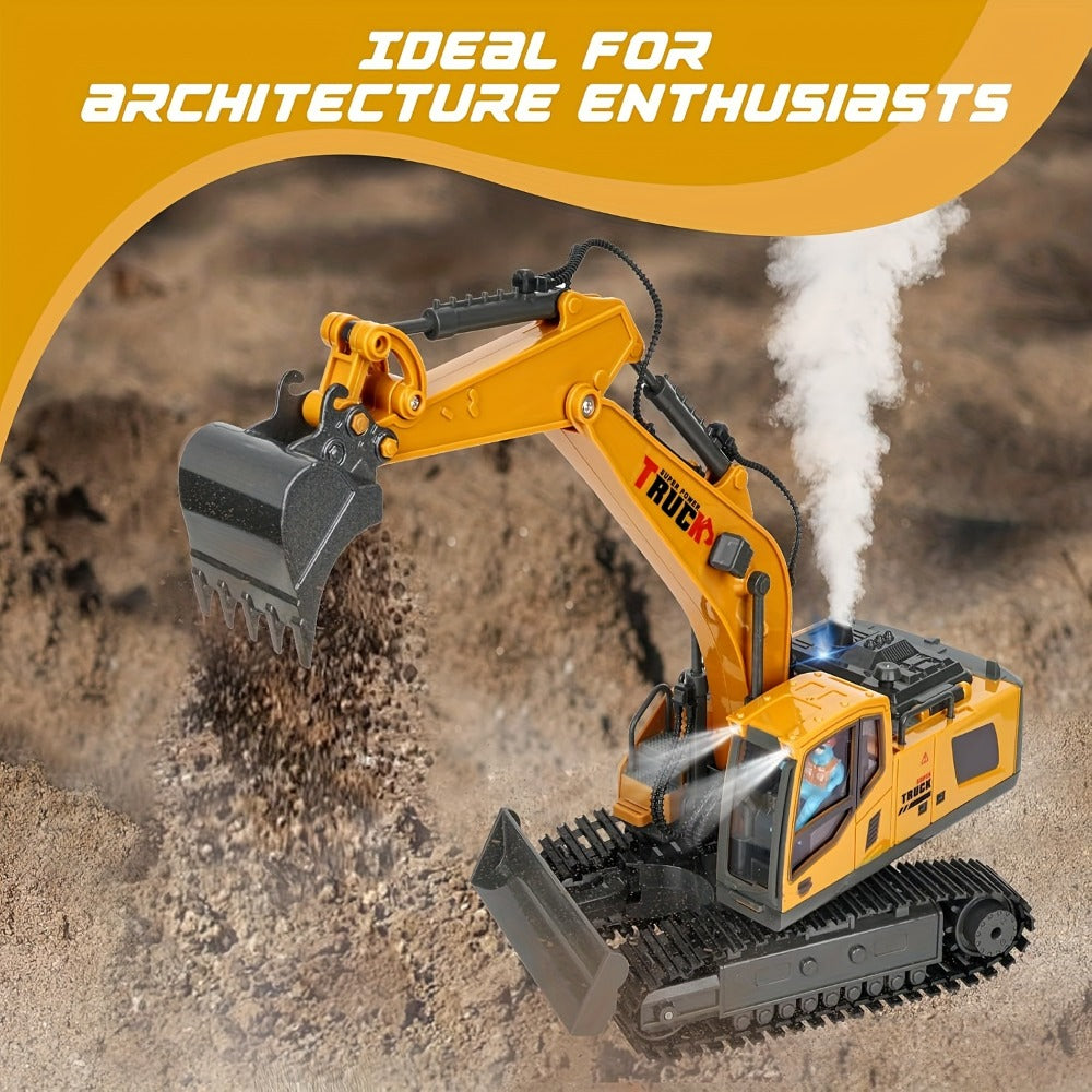 RC Excavator with Metal Shovel, LED Lights, 13CH or 17CH