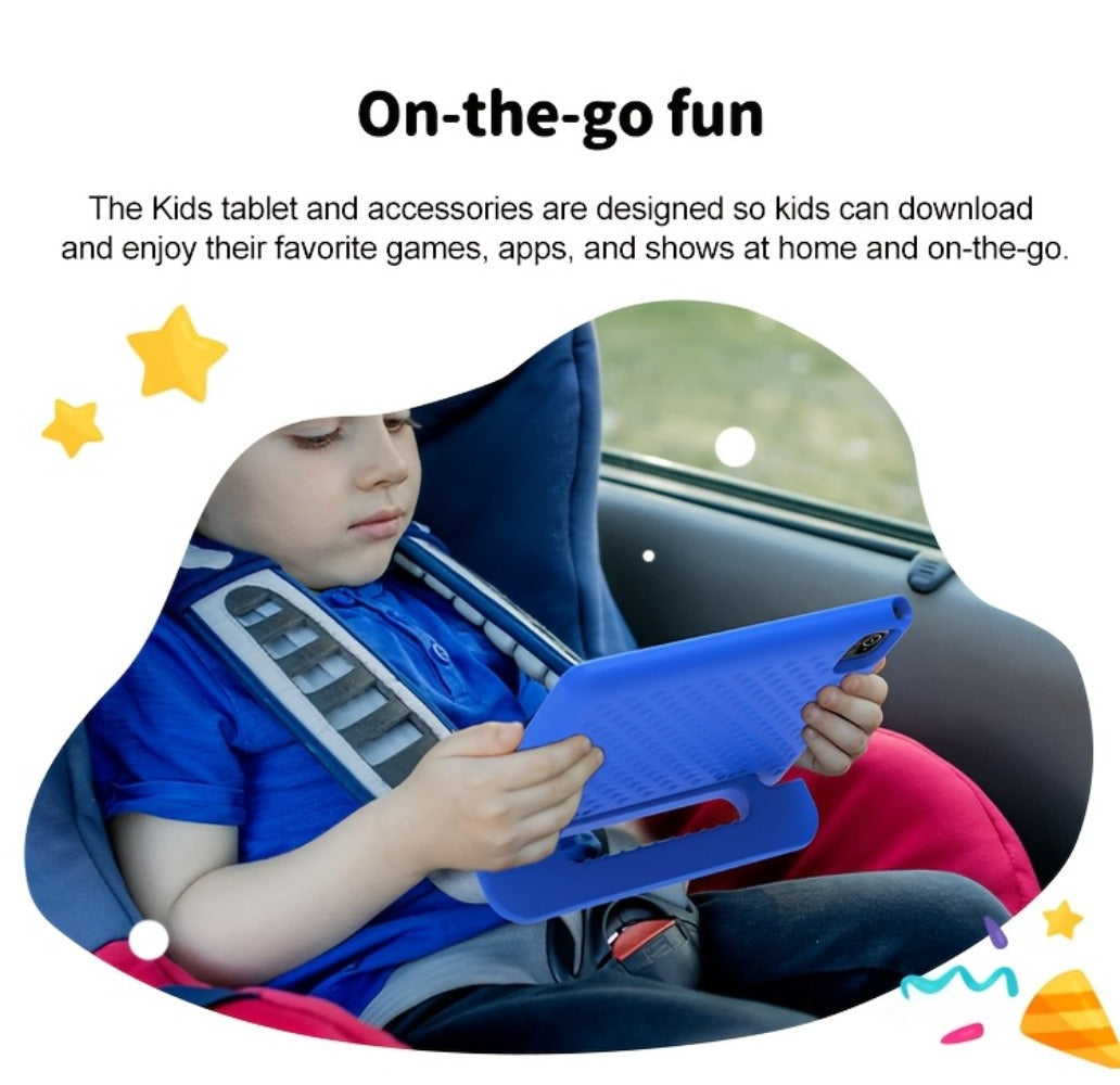 WiFi 6 Kids Tablet 10.1 Inch Android 6GB RAM 64GB ROM 5000mAh Dual Camera Parental Controls Eye Protection Preloaded Educational Apps Games Learning Tablet with Case Gift for Kids Blue Pink