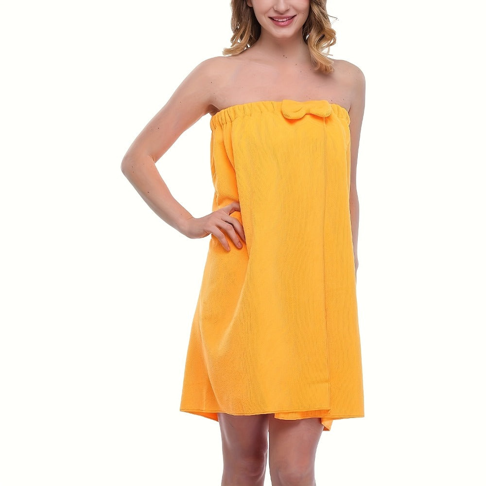 Women's Bath Wrap Towel Robe – Lightweight 250gsm Microfiber Shower Spa Bathrobe with Adjustable Closure One Size Fits Most