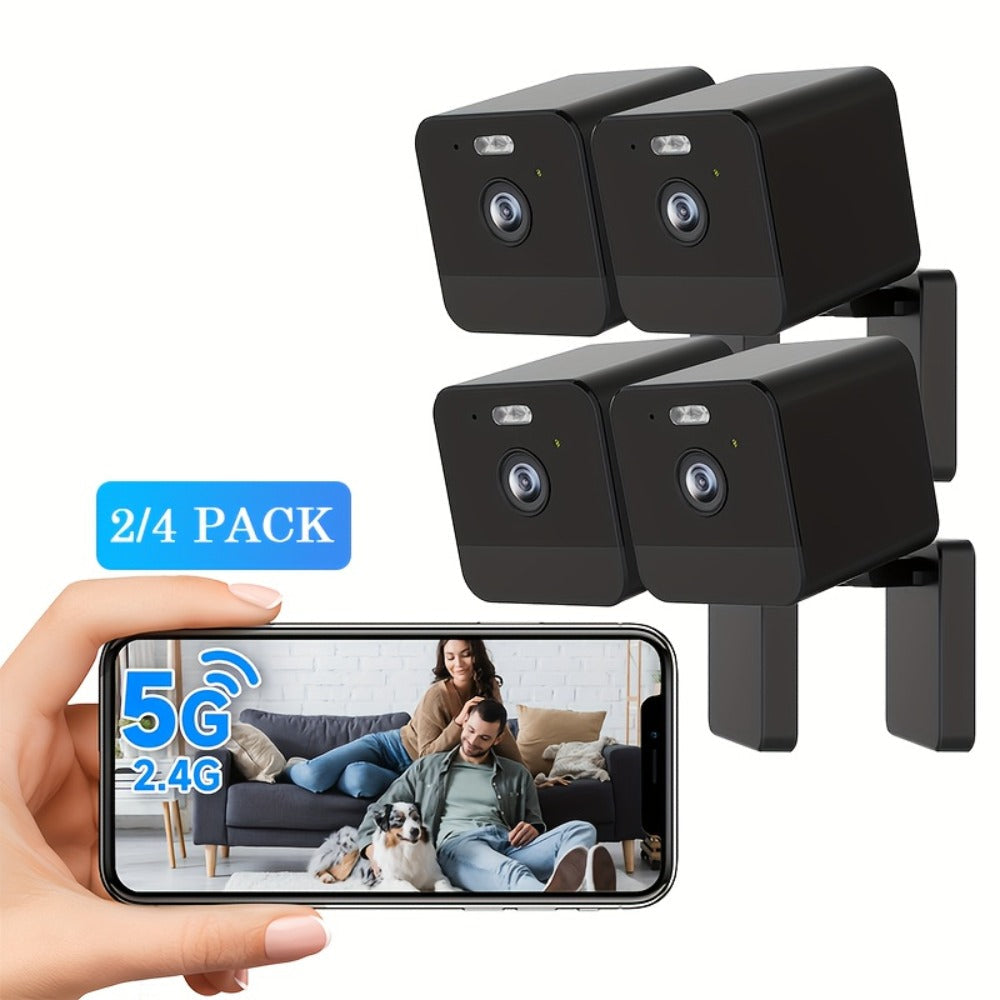 1080P Wireless Security Camera 2-Pack & 4-Pack with Dual-Band WiFi 2.4G & 5G, Motion Detection, Baby Monitor, Night Vision, Two-Way Talk, Siren Alert, Cloud & 256GB SD Card Support – Indoor Home Surveillance