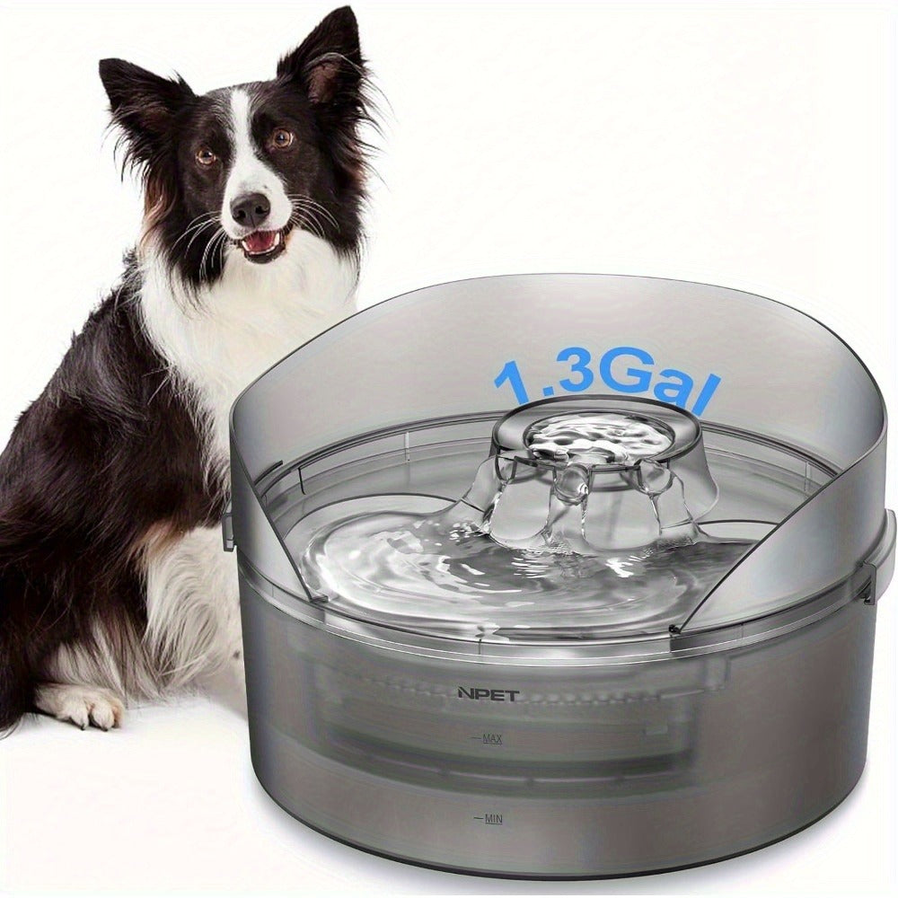 Dog Water Fountain 2 Gallon NPET DF30 - Automatic Pet Water Dispenser Triple Filtration with Splatter Guard & Cleaning Kit for Large Dogs & Multiple Pets 1.3Gal or 2Gal Options