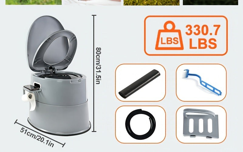 Extra Large Portable Toilet for Adults – Indoor Outdoor Commode with Detachable Inner Bucket & Removable Paper Holder, Lightweight Compact Design for Camping, Boating, Van Life & Emergency Use