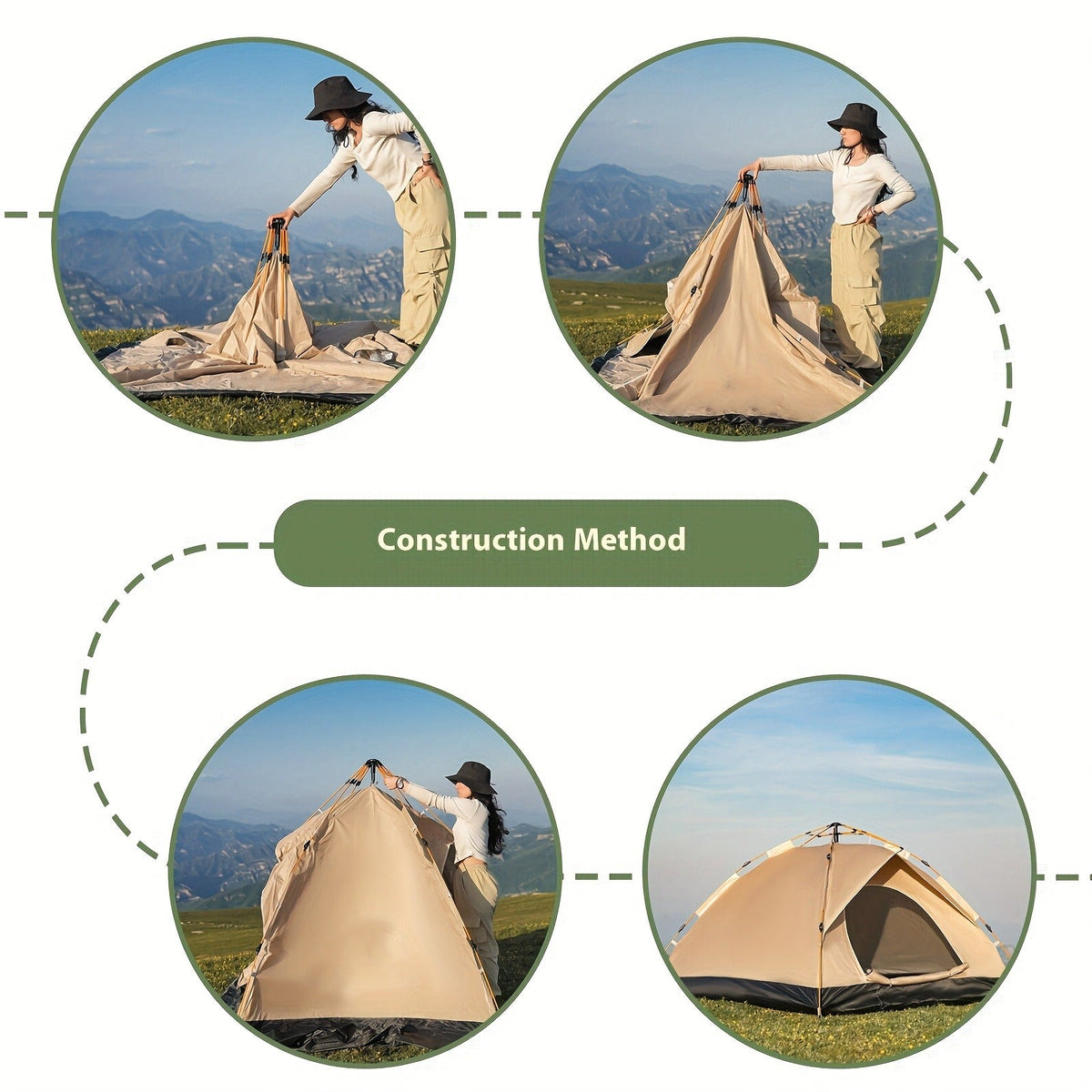 Pop Up Camping Tent Instant Setup – Automatic Windproof Lightweight Tent with Dual Doors & Mesh Windows, All-Season Waterproof Design for 1-3 & 3-4 Person, Ideal for Camping, Hiking & Travel