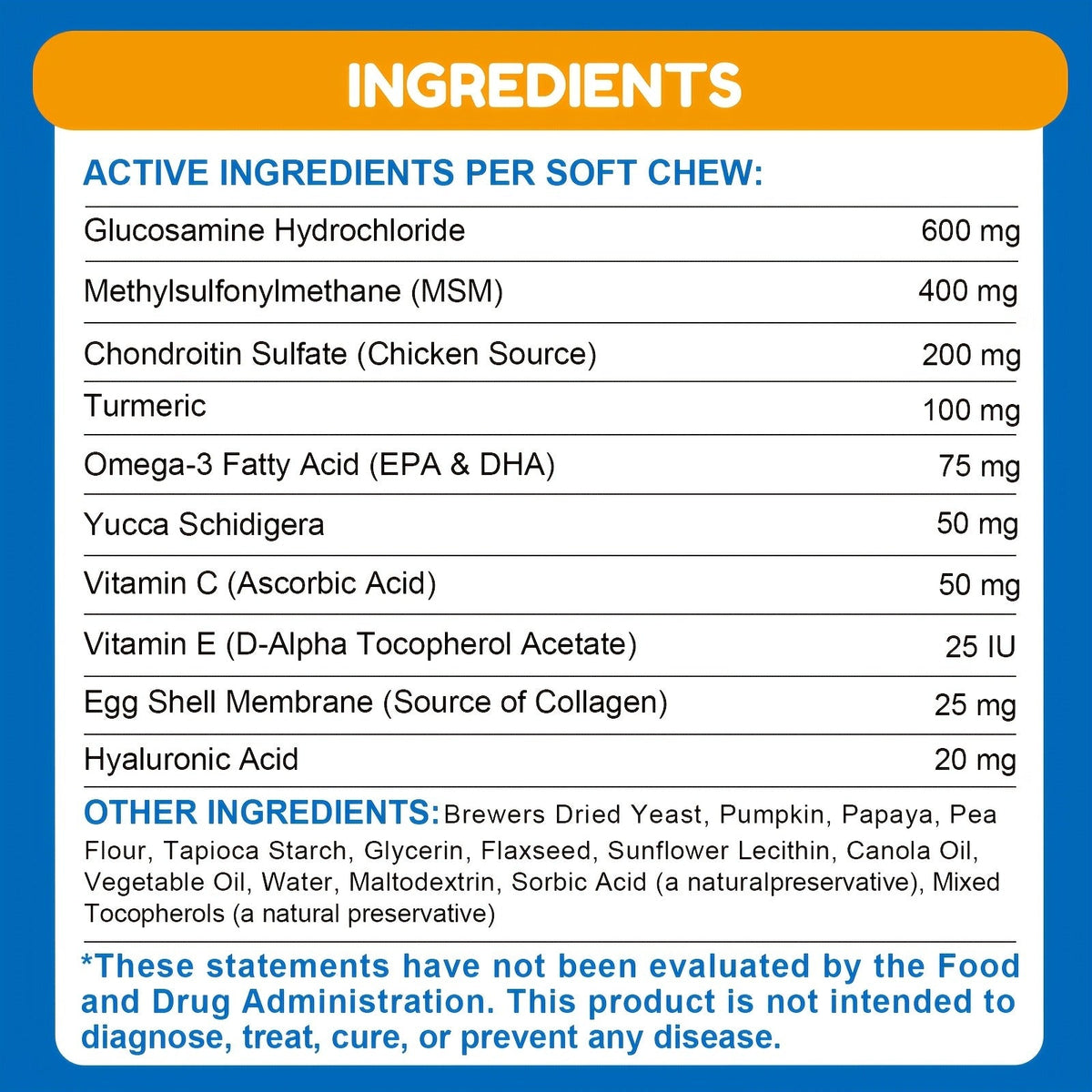 Dog Joint Supplement Chews, Chicken Flavor, 120 Count