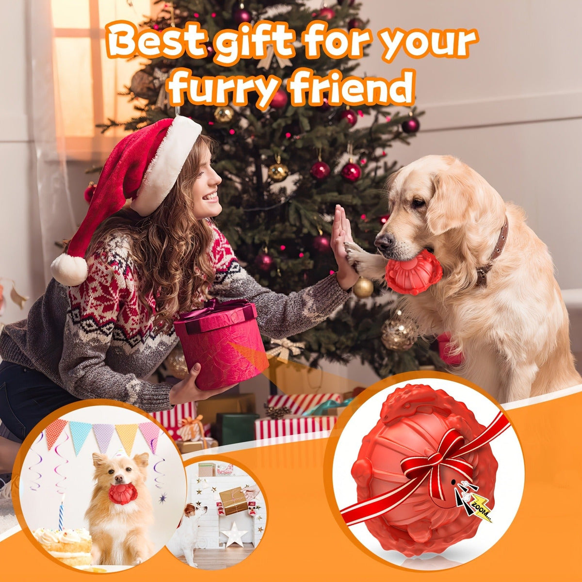 Durable Bite-Resistant Dog Ball – Audible Squeaky Floating Rubber Toy for Small, Medium & Large Dogs | Outdoor & Pool Use