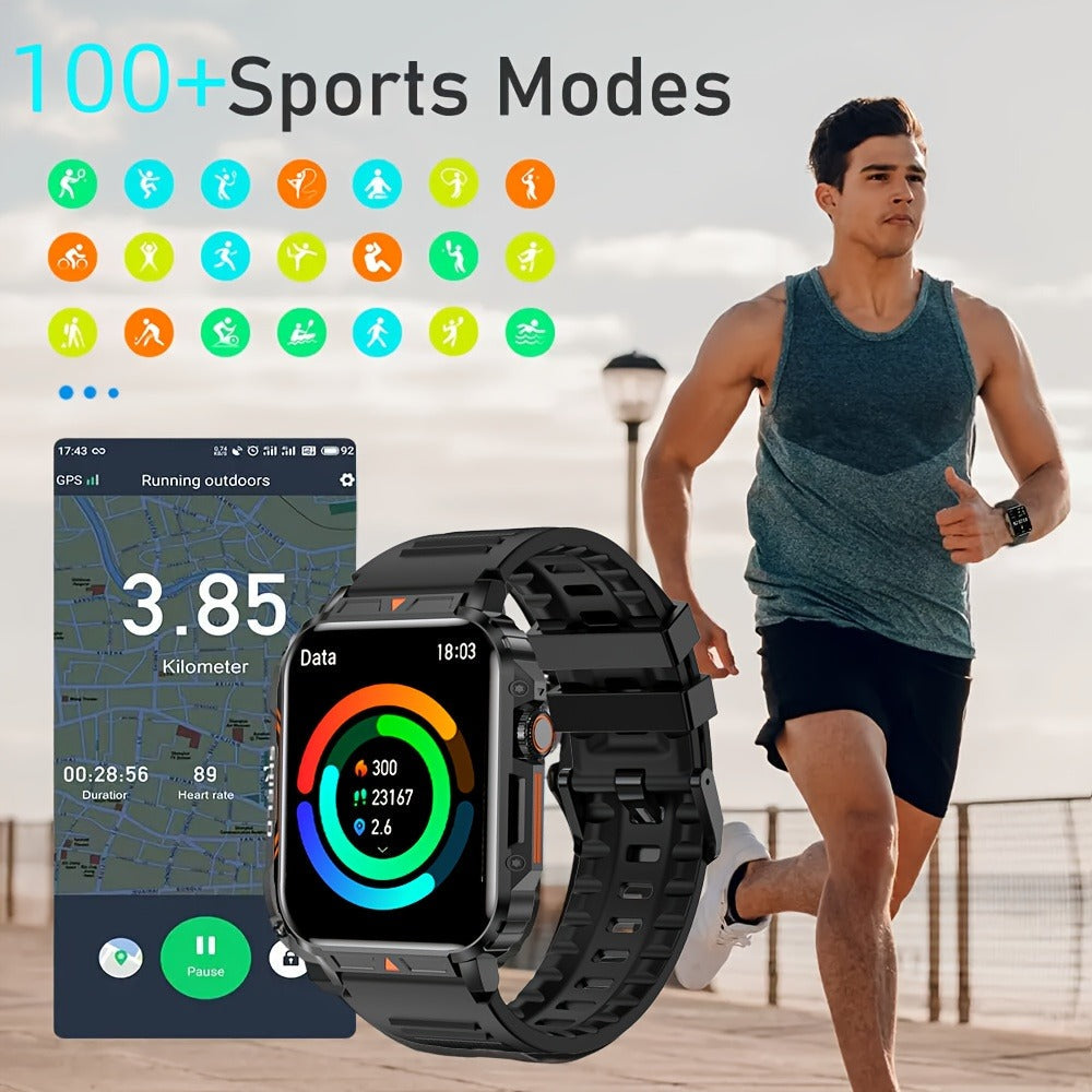 Bluetooth Calling Smartwatch for Men SENBONO L81B 1.95 Inch 340mAh Battery 100+ Sport Modes Step Calorie Distance Tracker Weather Alerts FitCloudPro – Black