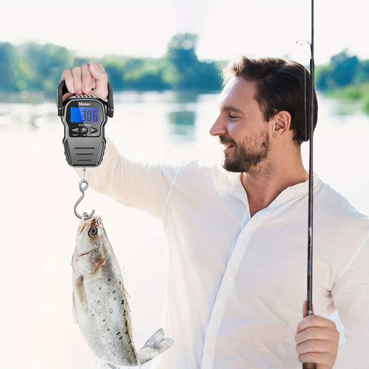 Digital Fishing Scale, 50kg / 110lb with Backlit LCD and Built-In Measuring Tape