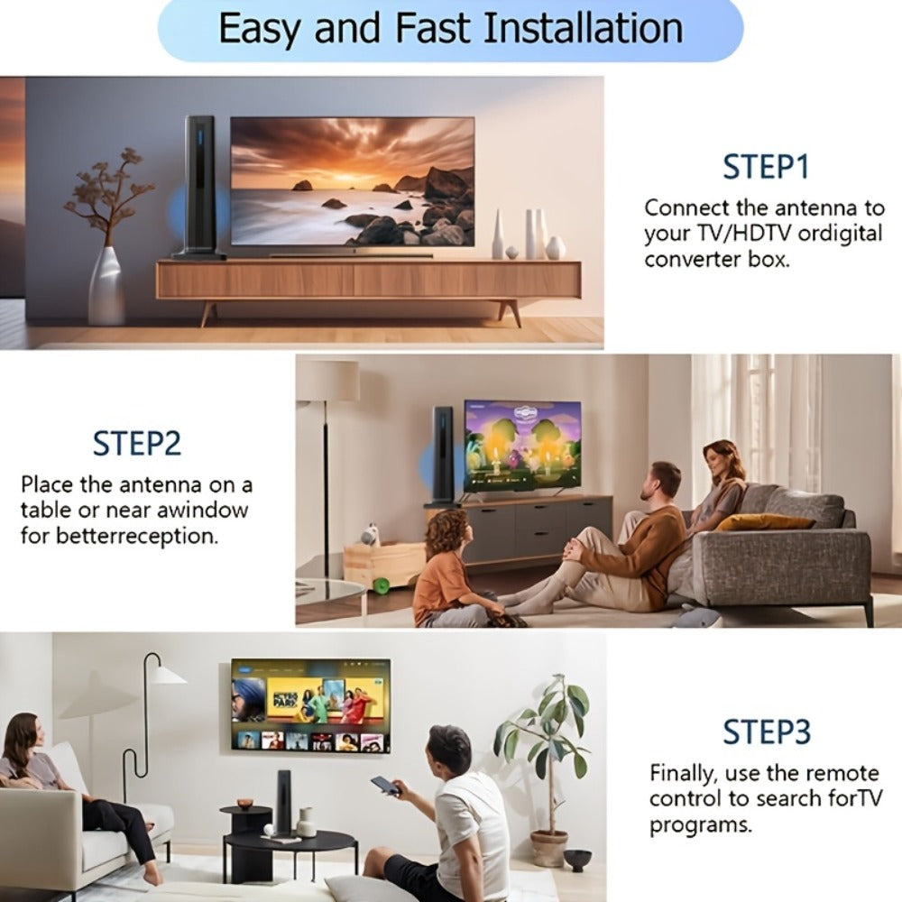 Magnetic Base TV Antenna Indoor – 4K 1080P HD, VHF & UHF Signal Booster Amplifier, Portable Digital Antenna for All TVs, 1pc or 2pcs Bundle