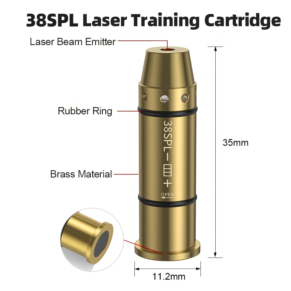 Dry Fire Laser Training Cartridge Multi-Caliber – 9mm 45ACP 223Rem 380ACP 357Sig 308Win 12GA 40Cal 6.5mm 7.62x39 | H59 Brass | Class IIIA Red Laser | Aperture Aiming | Batteries Included