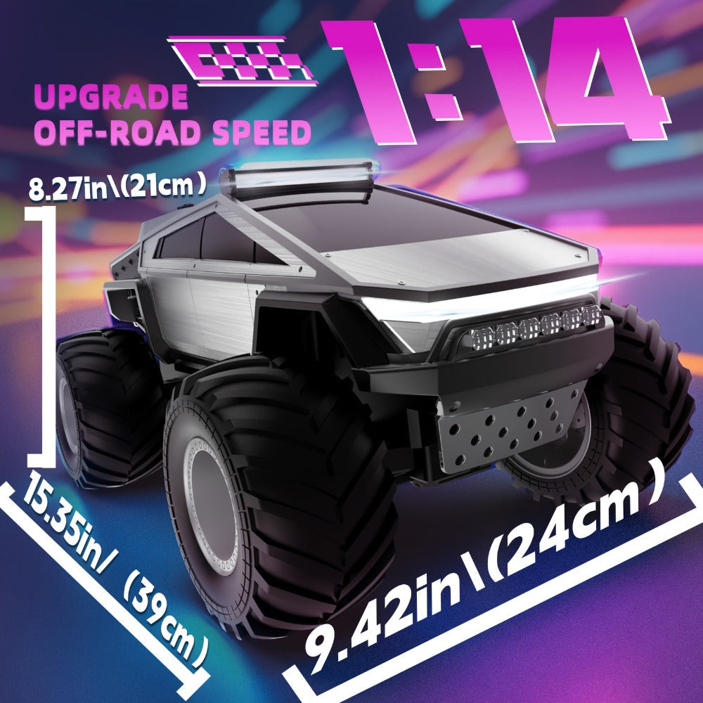 RC Monster Truck Toy, 4WD Off-Road Vehicle with LED Lights and Water Spray Effect