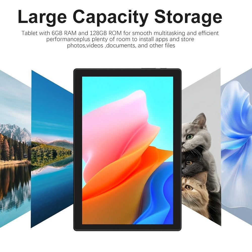 2-in-1 Tablet with Keyboard Mouse Stylus - Crelander 10 Inch Android Tablet 6GB RAM 128GB Storage 5000mAh Battery WiFi Dual Camera with Case Included