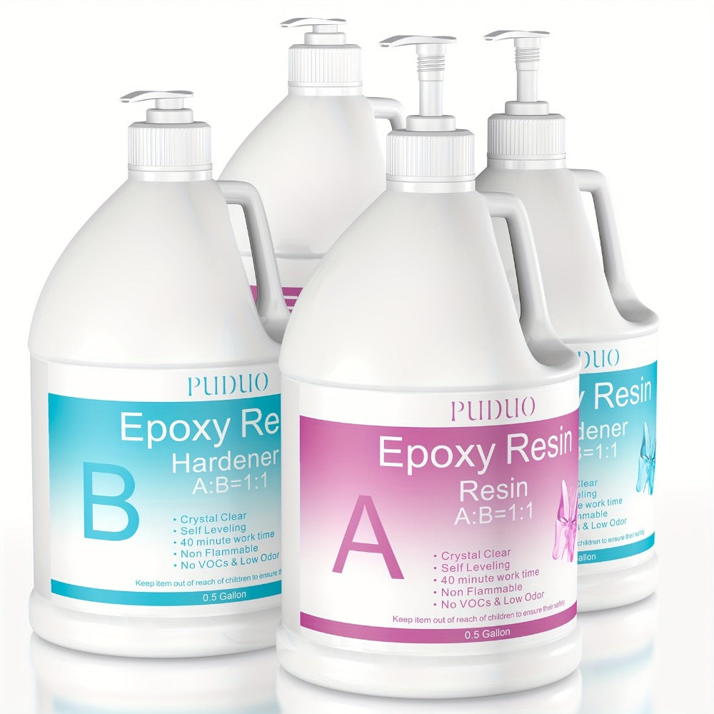 Ultra-Clear Epoxy Resin Kit 1 2 3 Gallon Fast Curing Bubble-Free Non-Yellowing – 2-Part AB Epoxy for Coatings Casting Countertops River Tables & DIY Crafts