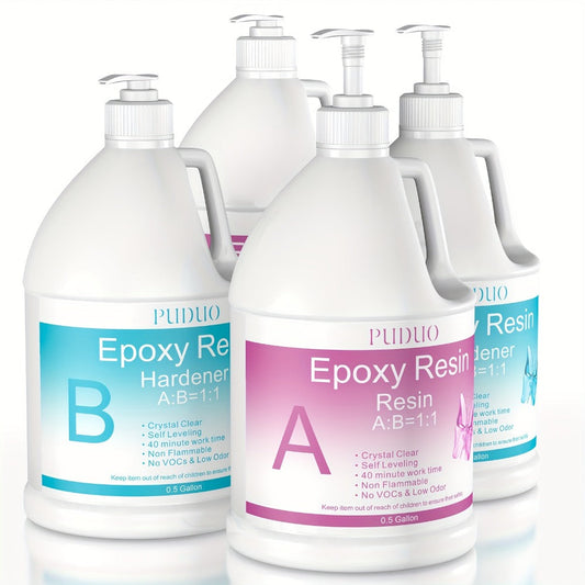 Clear Epoxy Resin Kit - 2-Part Resin and Hardener, 1, 2 or 3 Gallons
