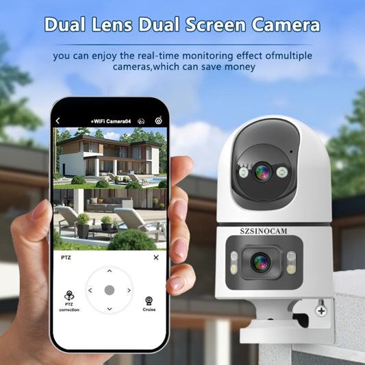 Dual Lens PTZ Outdoor Security Camera with Auto Tracking & Dual-Screen Viewing