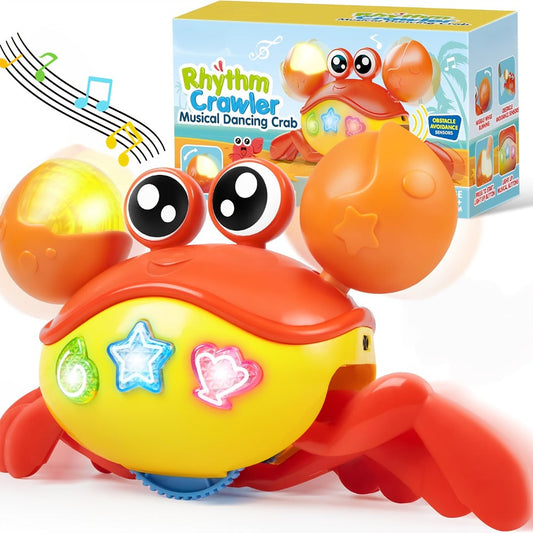 Crawling Crab Toy with Lights, Music and Obstacle-Avoiding Movement