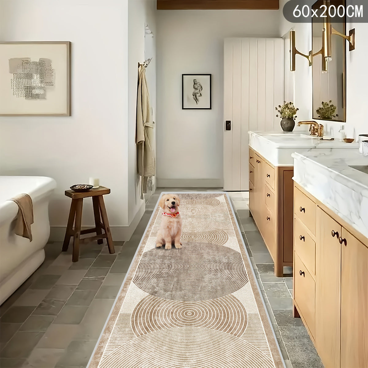 Modern Area Rug Non-Slip Machine Washable – Indoor Outdoor Rectangular Carpet in Beige, Grey, Black & Brown for Hallway, Kitchen, Living Room & Patio – 4 Sizes Available