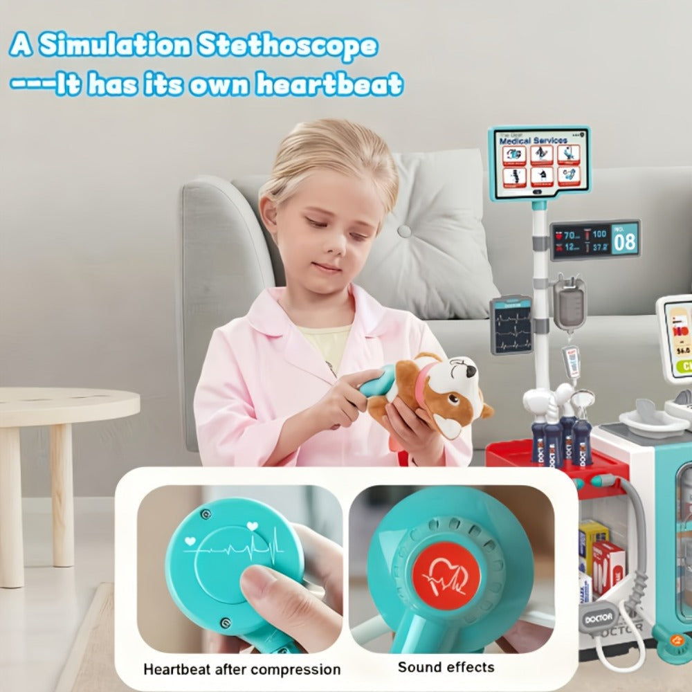 Doctor Play Set with 49 Pieces, Medical Station & Cashier Pretend Play