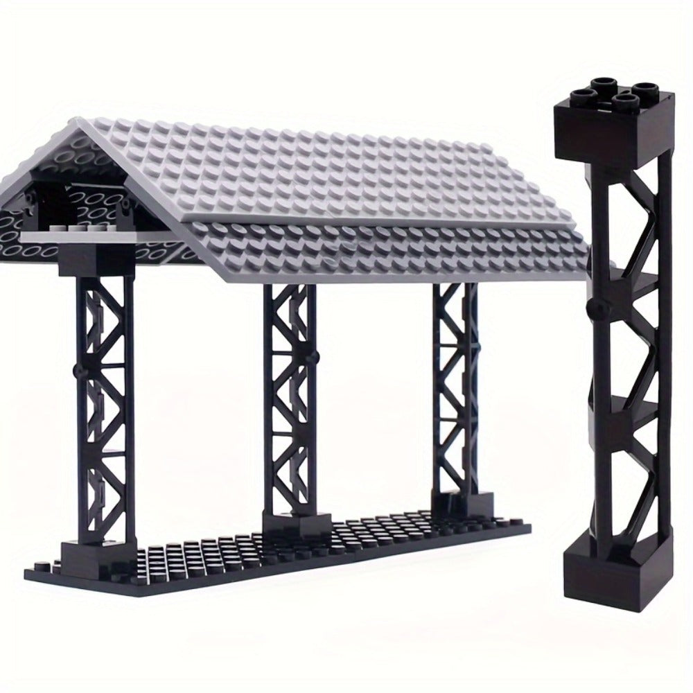 2x2x10 Pillar Support Bricks, 20pcs Black Column Rod Blocks for MOC Builds