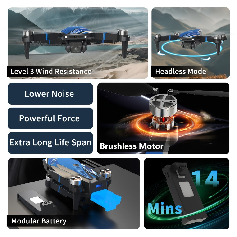 270° Obstacle Avoidance Drone with 2.8" LCD Screen Remote – Dual Cameras Brushless Motor Altitude Hold 3D Flips Headless Mode Foldable RC Quadcopter Beginner Adult Indoor Outdoor Gift for Kids Teens