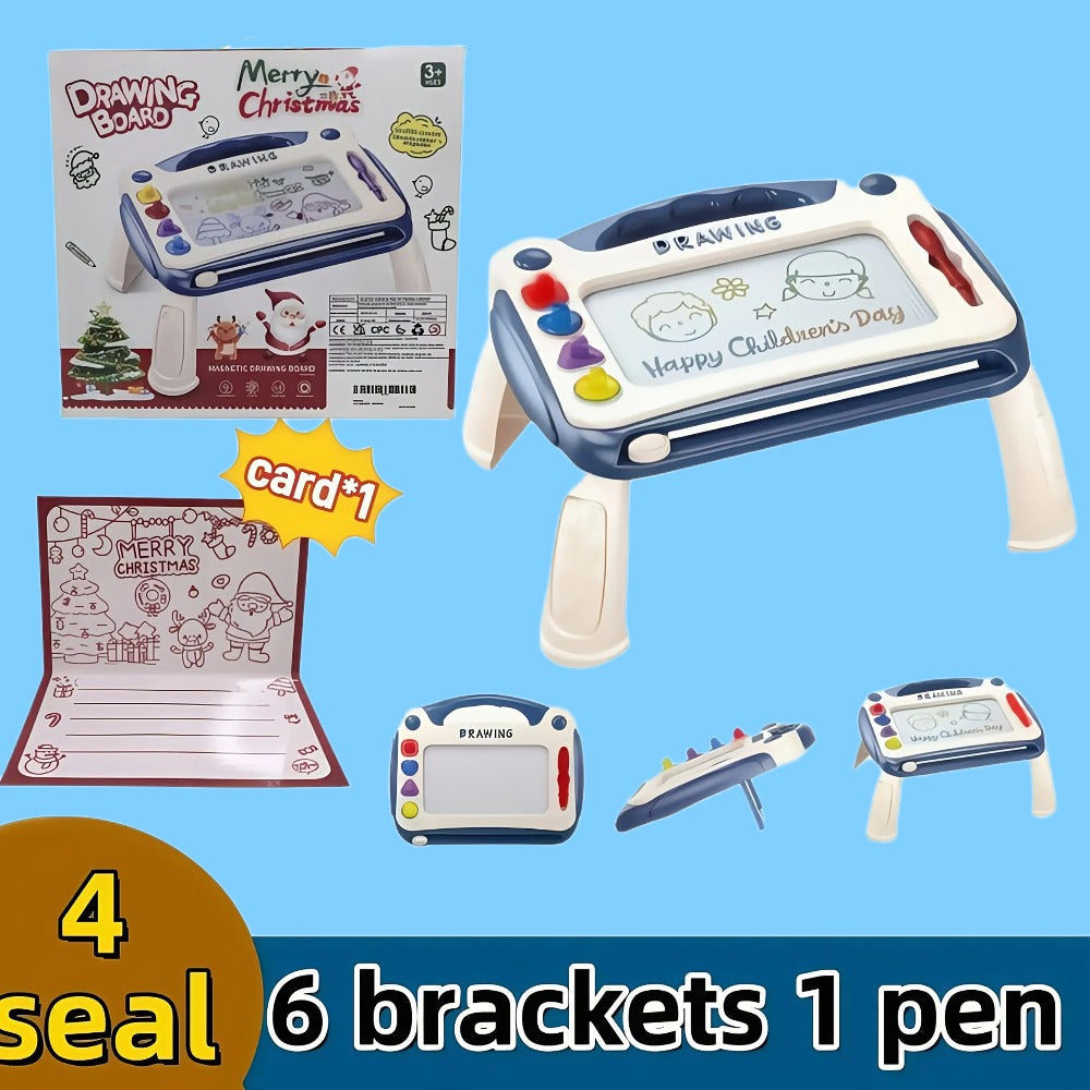 Kids Magnetic Drawing Board 3-in-1 Doodle Kit – Reusable Erasable Toddler Art Toy with Stamps, Pen & Stand | STEM Learning Gift for Boys Girls Ages 3-8 Birthday Christmas Easter