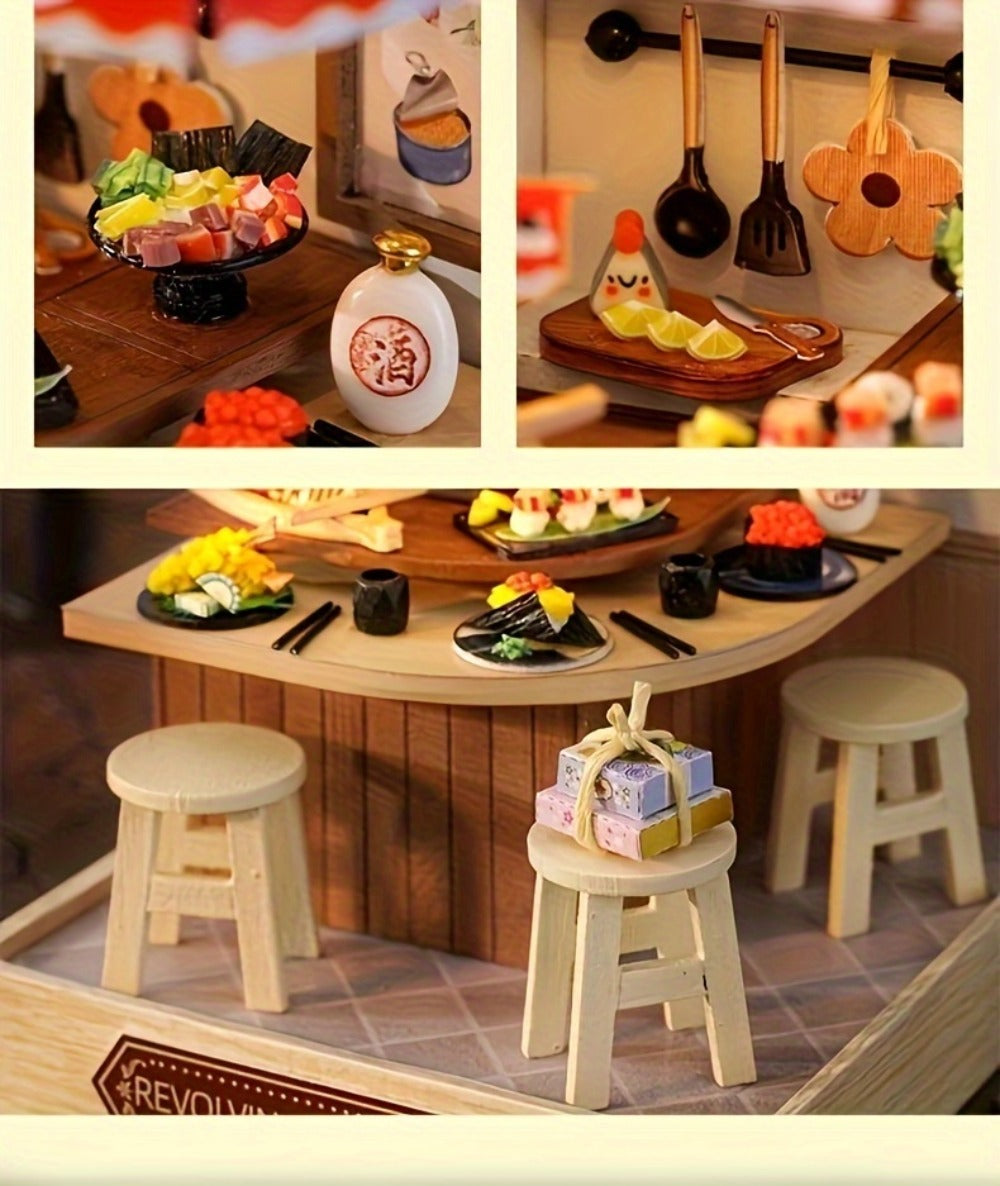 DIY Wooden Miniature House Kit with Dust Cover in Three Themes