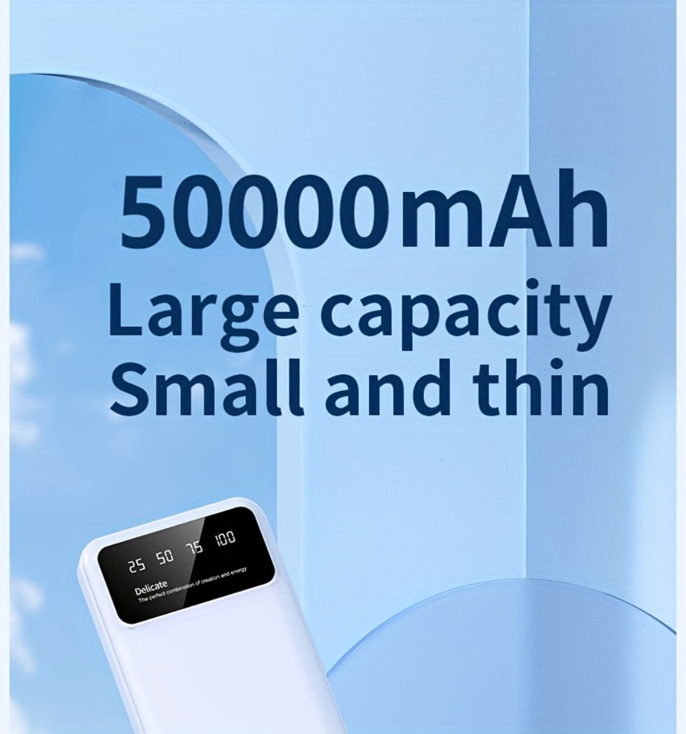 50000mAh Power Bank Outdoor Emergency Charger with LED Display Flashlight Dual USB Backup Battery Pack for iPhone Android Samsung – Portable Solar Travel Charger
