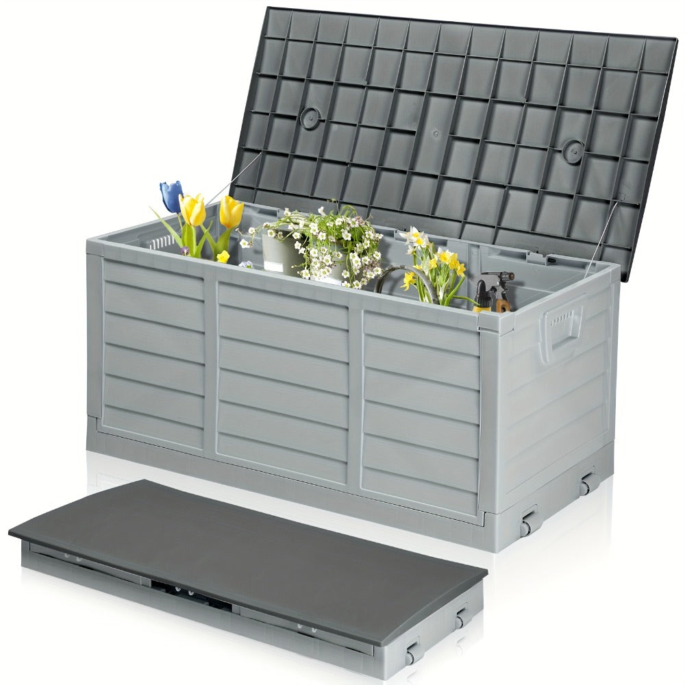 75 Gallon Deck Box with Wheels – 284L Resin Outdoor Storage Box Lockable Plastic Container for Patio, Pool & Garden, 110 lbs Capacity, Multiple Colors, Weatherproof Outdoor Storage Cabinet