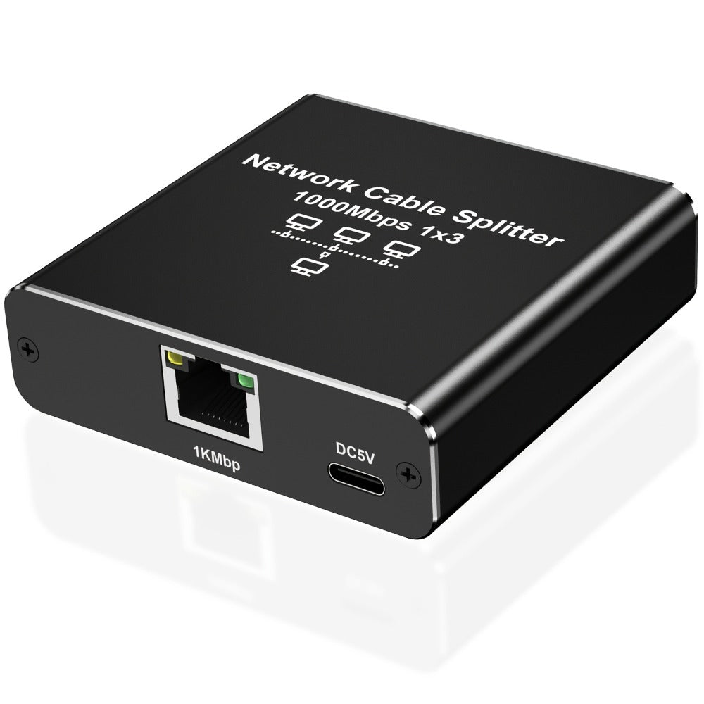Gigabit Ethernet Splitter 1 to 3 – 1000Mbps PoE Network Splitter, 1 In 3 Out RJ45 Adapter for PC, Laptop, Router, TV, Starlink | Cat5/5e/6/7/8 Compatible, USB Powered, No Config Needed