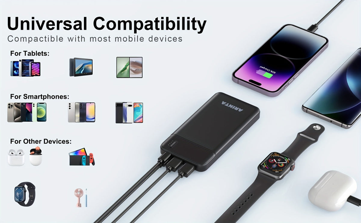 10000mAh Slim Power Bank PD 22.5W Super Fast Charging – Dual USB-A Output, 20W USB-C Input/Output, Lightweight Travel Portable Charger for Smartphones, Tablets & Heated Clothes, Gift for Men & Women