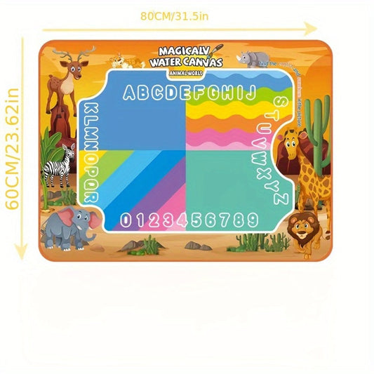 Water Canvas Drawing Mat 80x60 cm – Reusable Mess-Free Paint-with-Water Mat for Kids, Ocean, Animal or Gift Box