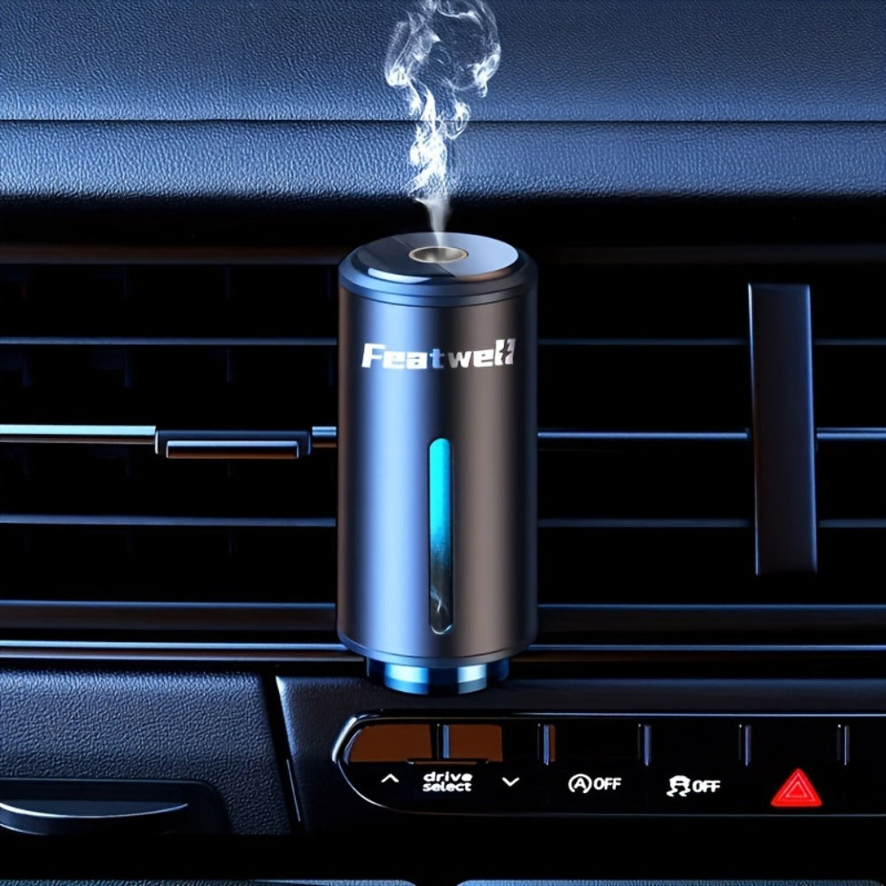 Car Essential Oil Diffuser & Humidifier – 3-Level Adjustable Mist, Quiet Ultrasonic Aromatherapy, Cup Holder Fit, Portable for All Car Models | Daily Commute Road Trip Driver Gift | Red Grey