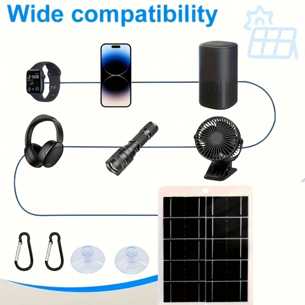 Outdoor Solar Phone Charger 5V USB 2.5A – Portable Solar Charging Panel for Camping Hiking Backpacking | Charges Phones Power Banks Flashlights Fans | Lightweight Compact Emergency Home Backup Solar Power