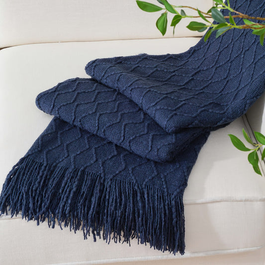 Tassel Throw Blanket – Soft Lightweight Decorative Fringe Throw for Couch, Chair, Bed & Sofa, 50”×60”, 6 Colors, Boho Home Decor