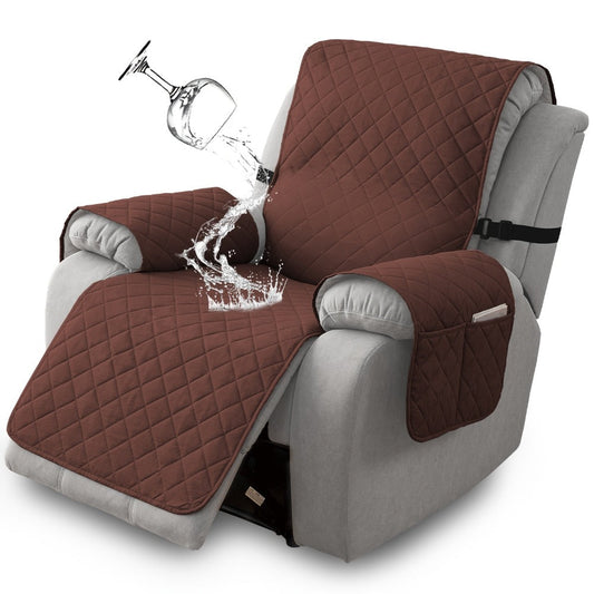Recliner Chair Cover in Chenille Knit with Elastic Straps and Drawstring