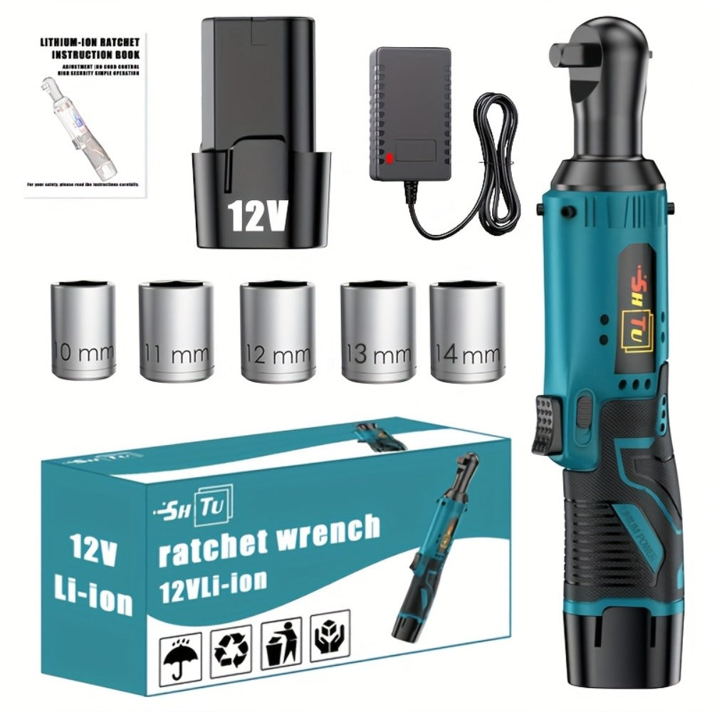 12V Brushless Electric Ratchet Wrench Set with Battery & Quick Charger – Wireless Car Repair Tool Kit for Home & Auto, Holiday Gift for Men