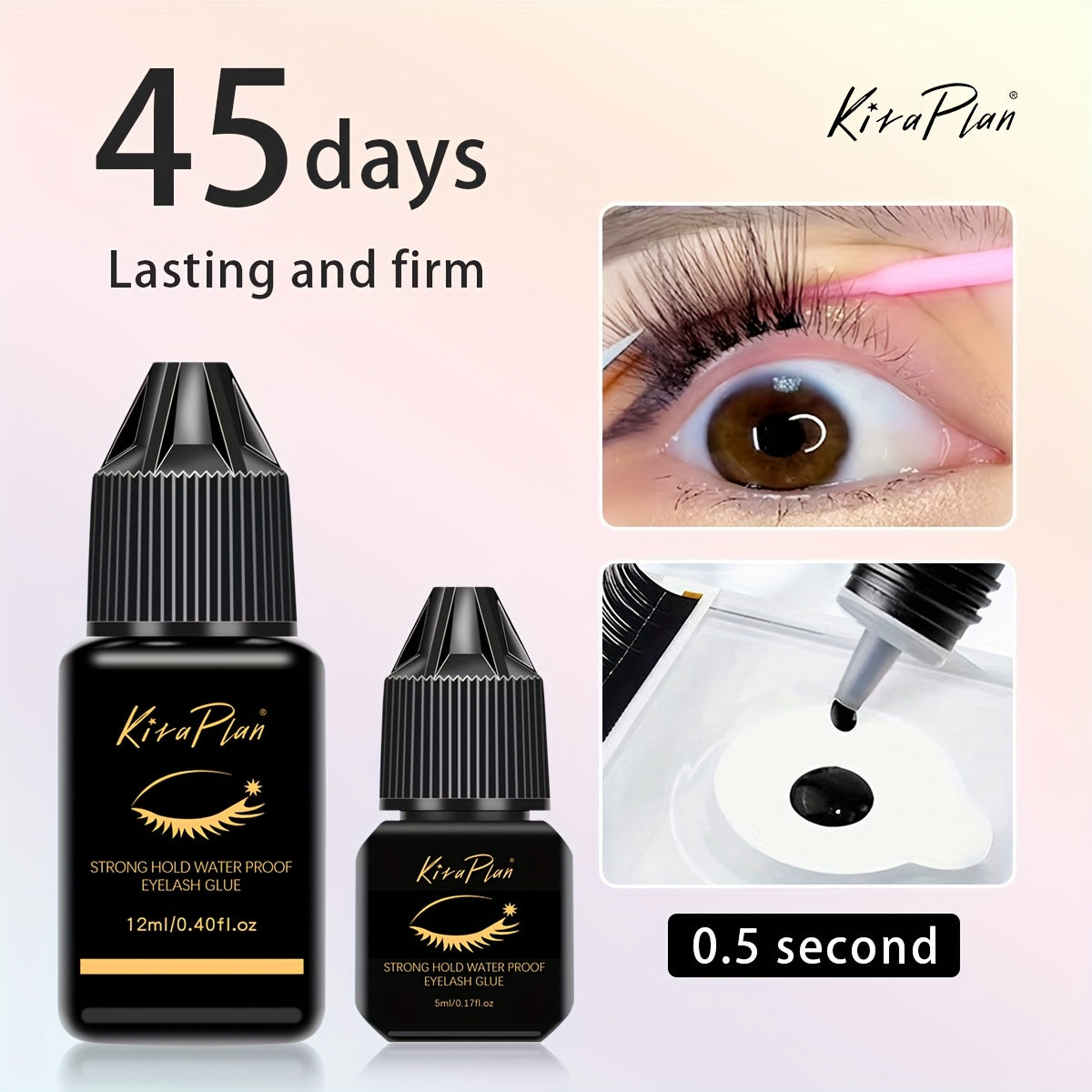 Odorless Lash Extension Glue Quick Dry Black Adhesive for DIY Individual & Cluster Lash Extensions – Self-Grafting Beginner-Friendly Eyelash Bond, Multiple Sizes Available