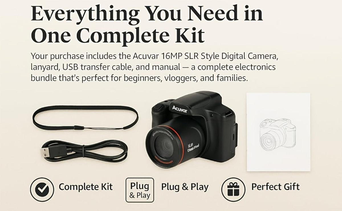 1080P Mini Vlog Camera for Beginners – 2.4" LCD, 16X Zoom, 9.88mm Wide Angle Lens, Easy-to-Use Compact Digital Camera, Travel Essential, Ideal Gift for Men Women Teens, Photography Camera