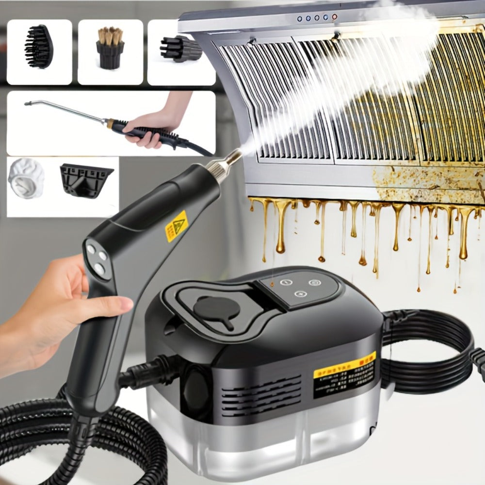 High Temperature Pressurized Steam Cleaner Handheld Portable Steam Cleaning Machine Set with Brush Heads & Glass Scraper - Multi-Surface for Kitchen, Bathroom, Furniture, Car & Tile Grout, Multiple Colors