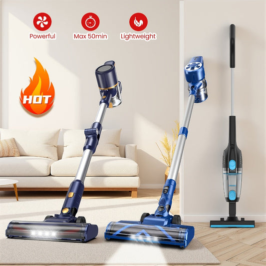 Cordless Vacuum Cleaner for Home with 180° Foldable Tube & LED Brush Head