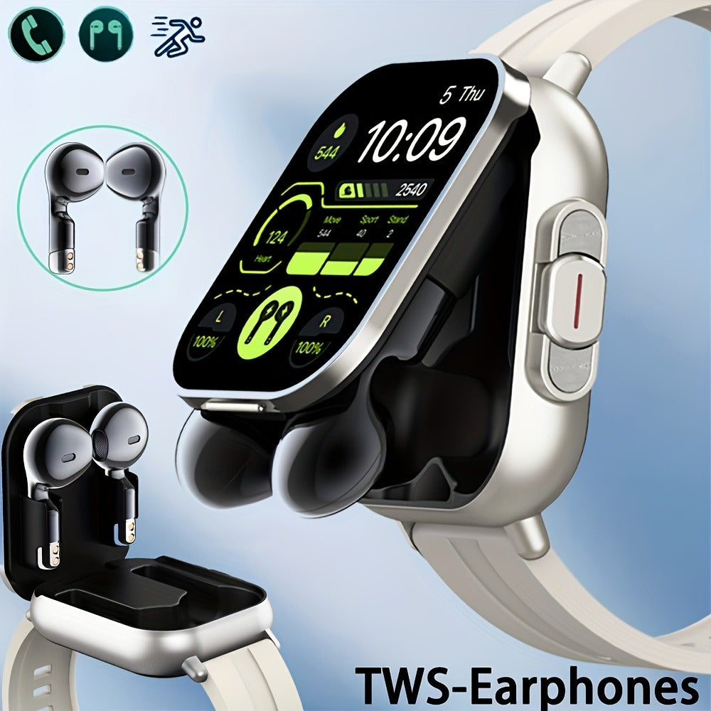 2-in-1 Smartwatch Earbuds Combo Steel & Mesh Strap for Men – Music Control Multiple Sports Modes Activity Tracking Black Silver Rose Gold Black Gold Smart Watch Earphone Gift
