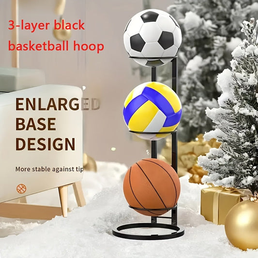 Basketball Storage Rack, 3- or 5-Tier Freestanding Ball Stand in Black or White