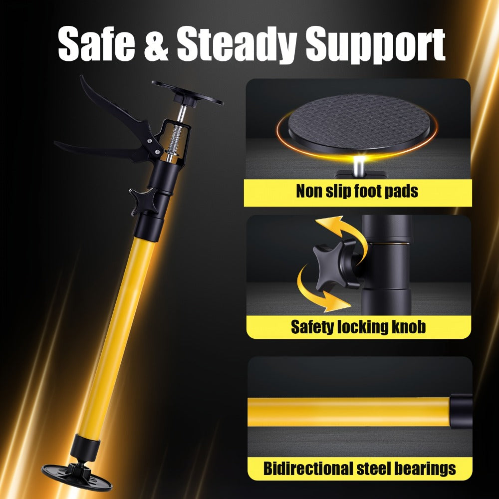 Telescopic Support Rods 2-Pack Third Hand Support System – 11.8–45.3 Inch Adjustable Steel Props, 88 lb Load Capacity, Thickened Base, for Drywall, Cabinet, Panel & Ceiling Installation