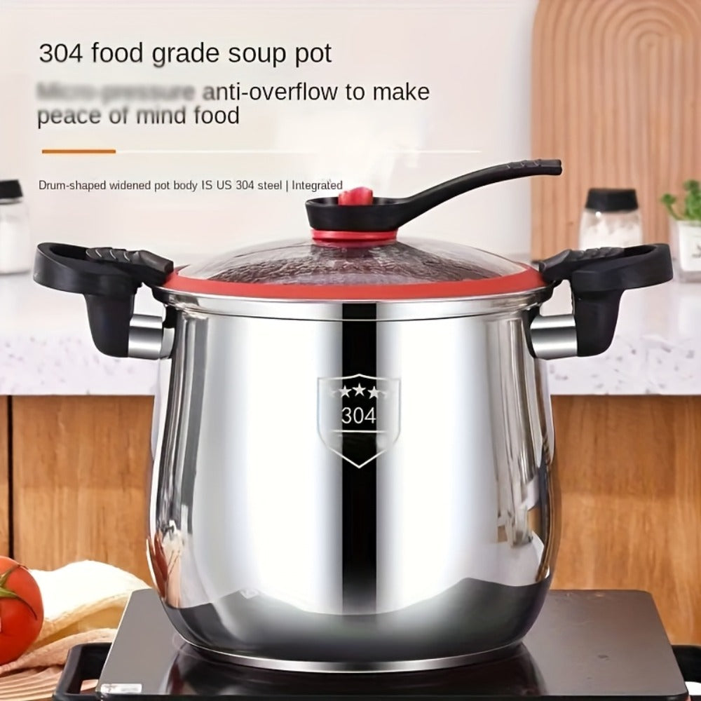 304 Stainless Steel Stew Pot Large Capacity – Food-Grade Non-Stick Multipurpose Cooker | Induction & Gas Stove Compatible Soup Pot for Home Kitchen | Durable Even-Heating Cooking Pot