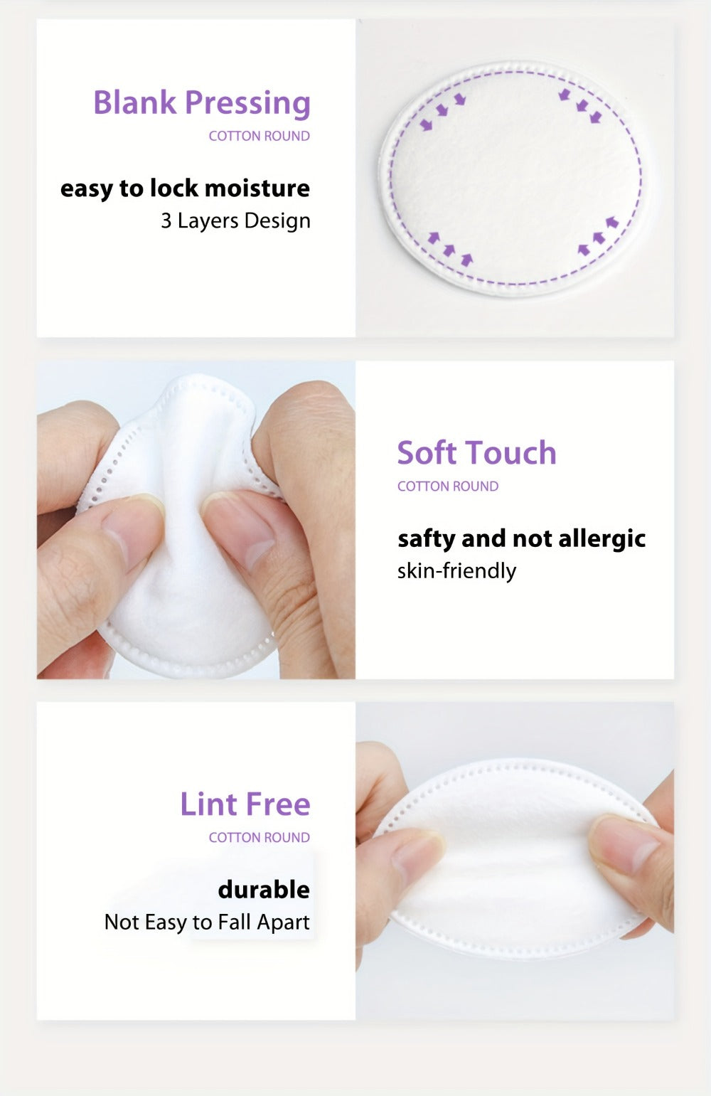 Makeup Remover Pads 600 Count Soft Hypoallergenic Lint-Free Cotton Rounds 360 Locking Edge Unscented Absorbent Disposable Face Pads for Makeup Removal Toner Skincare All Skin Types Women 6 Packs